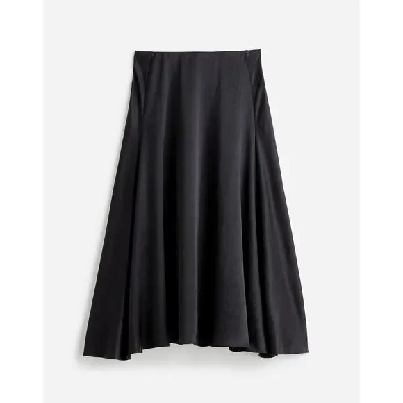 Madewell Womens Hi-Rise Satin Circle Midi Slip Skirt NS630 True Black Size 4 NWT - Picture 4 of 4